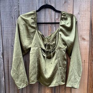 Topshop Olive Green Blouse